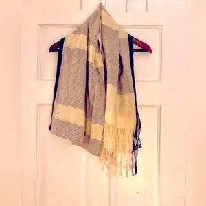 Striped Beige and Black Scarf